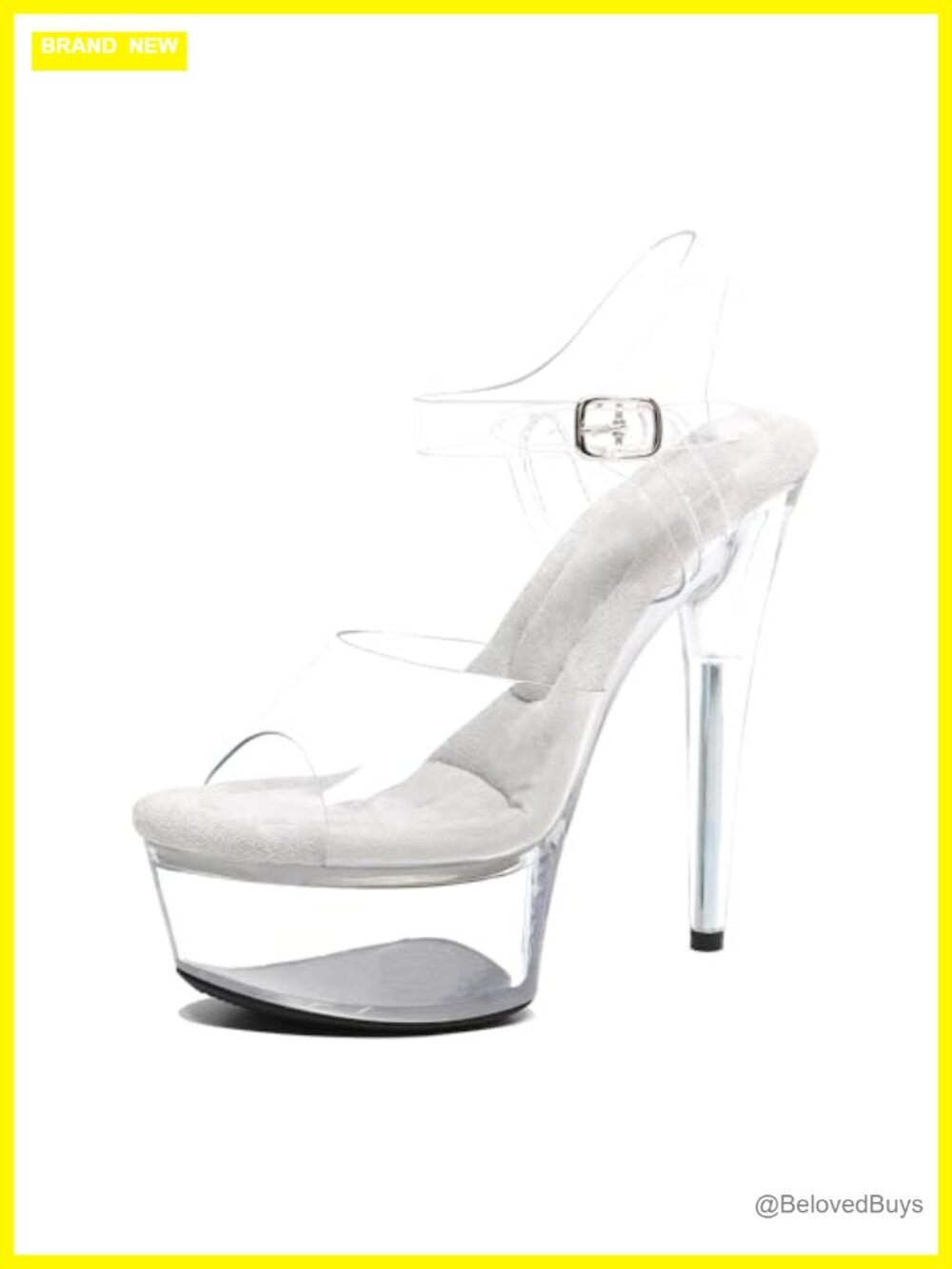 6in Clear Platform High Heels Ankle-Strap Stiletto Pole Dance Sandal Shoes